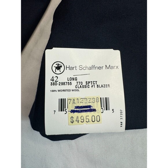 Hart Schaffner Marx Blazer Mens Size 42L 2 Button Navy Single Breasted - Picture 8 of 16